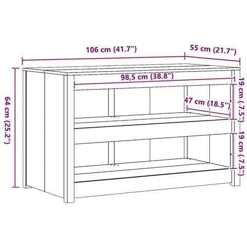 Mobile da cucina Bianco 106 x 55 x 64 cm Legno massello di pino - Foto 9
