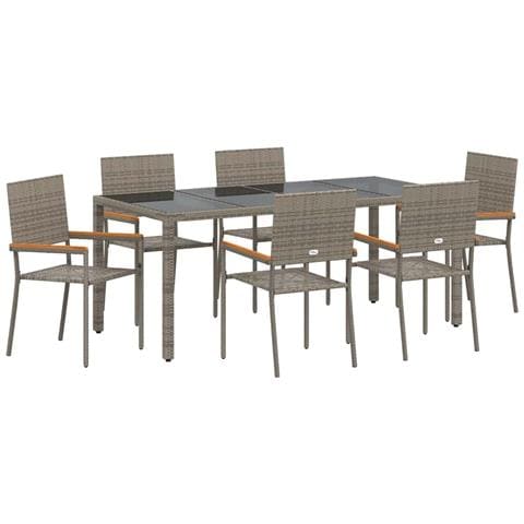 Set da Pranzo per Giardino 7 pcs Grigio 190 x 90 x 75 cm - Foto 1