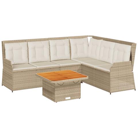 Set Divani da Giardino 5 pz con Cuscini in Polyrattan Beige - Foto 1