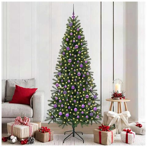 Albero di Natale artificiale con 300 LED Verde 210 cm PE e PVC - Foto 2