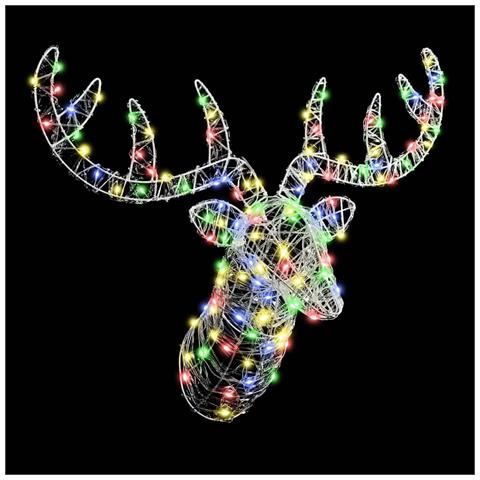 Testa di Renna con 140 LED colorato 60 cm Acrilico - Foto 2
