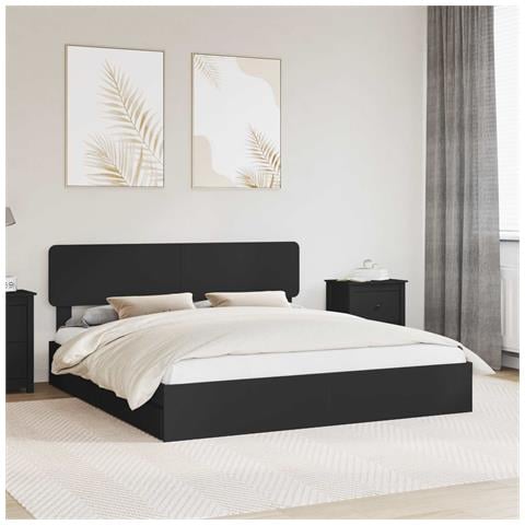 Letto con Contenitore Nero 200 x 200 cm Legno multistrato - Foto 2