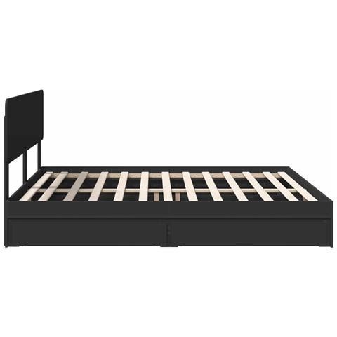 Letto con Contenitore Nero 200 x 200 cm Legno multistrato - Foto 9