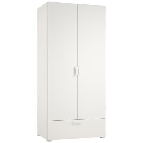 Armadio Camera Da Letto Vacone - Guardaroba 2 Ante Un Cassetto, 80x180h Cm Bianco - Foto 1