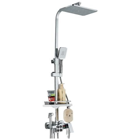 Colonna doccia, Blackswan, tipo M133, modello cromato regolabile, con bocca girevole, doccia ad alta pressione e display digitale, dimensione 120 cm - Foto 1