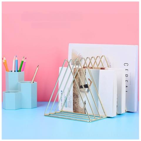 Libreria In Ferro Stile Nordico - Porta Libri Minimalista In Metallo Per Ufficio E Casa Gold - Foto 5