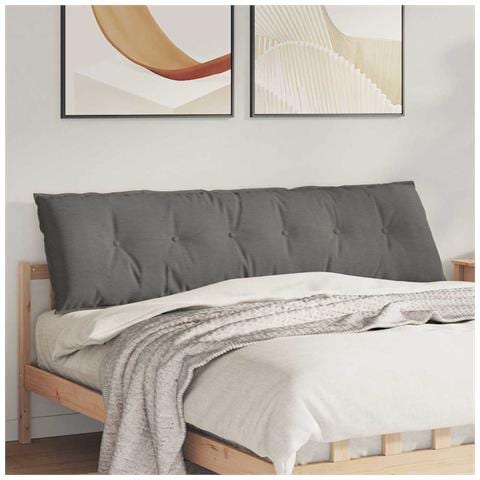 Cuscino per Schiena Grigio chiaro 180 x 50 cm Tessuto in Cords - Foto 2