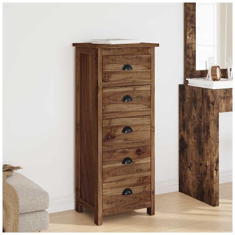 Cassettiera Naturale 45 x 35 x 110 cm Legno di teak solido - Foto 2