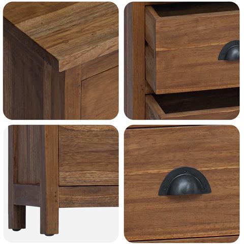 Cassettiera Naturale 45 x 35 x 110 cm Legno di teak solido - Foto 9