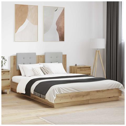 Struttura letto con testata Rovere artigianale 120 x 200 cm - Foto 2
