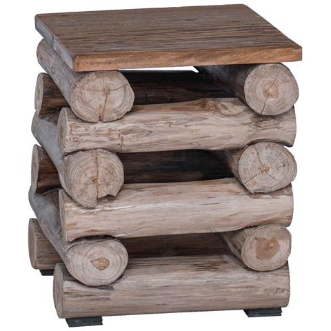 Pouf Naturale 30 x 30 x 38 cm Legno di teak solido - Foto 1