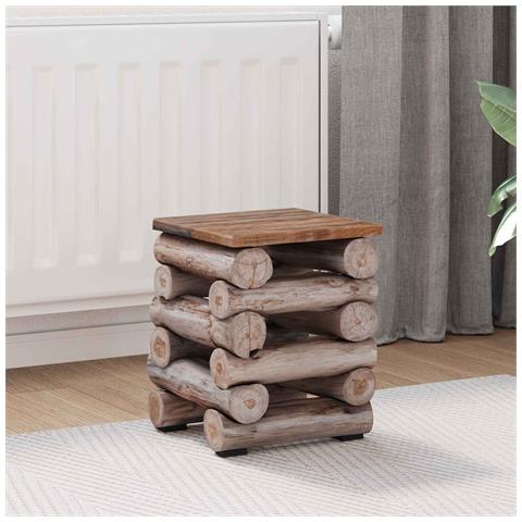Pouf Naturale 30 x 30 x 38 cm Legno di teak solido - Foto 2