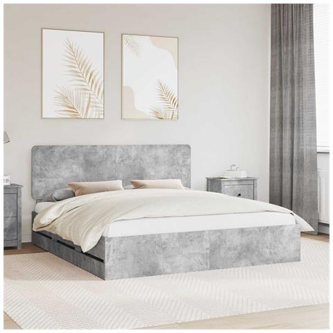 Struttura del letto con cassetto Grigio cemento 200 x 200 cm - Foto 2