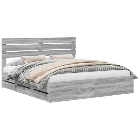 Struttura del letto con cassetto Grigio Sonoma 200 x 200 cm - Foto 1