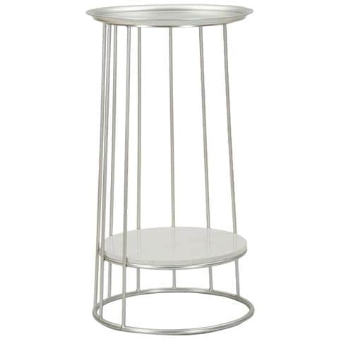 Tavolino Towery In Ferro E Marmo Finitura Argento Ø 40 Cm - Foto 1