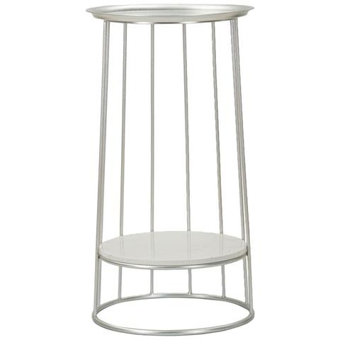 Tavolino Towery In Ferro E Marmo Finitura Argento Ø 40 Cm - Foto 2