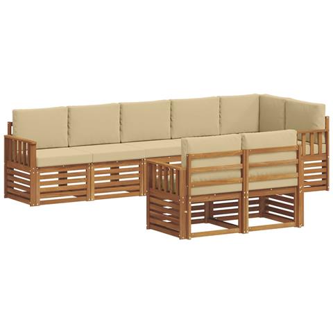 Set divani 8 pcs Naturale e Beige Legno di Acacia Massello - Foto 1