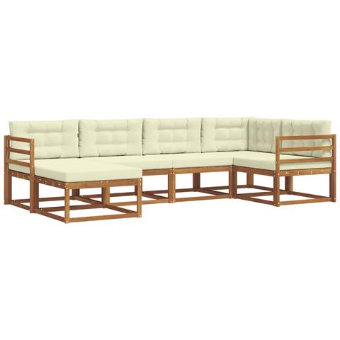 Set di divani da esterno con cuscino 6 pcs Naturale e Crema - Foto 1