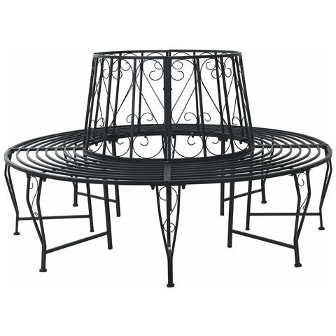 Panchina per Alberi Ø 160 x 89 cm Acciaio Nero Rotondo - Foto 1