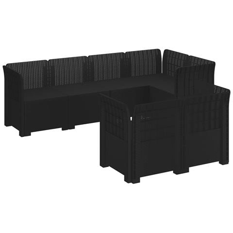 Divano da Giardino 7 Posti Aspetto Rattan PP Antracite - Foto 1