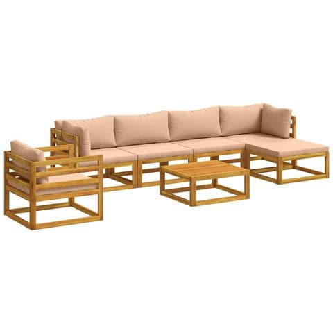 Set di divani 7 pz Naturale Legno di Acacia Massello - Foto 1