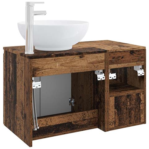 Set di mobili per il bagno 2 pz Legno antico - Foto 2