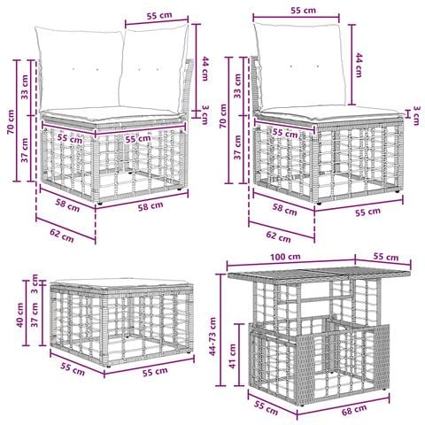Set Divano da Giardino 13 pz Nero e Grigio scuro polyrattan - Foto 10