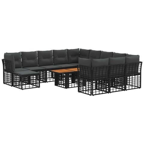 Set Divano da Giardino 13 pz Nero e Grigio scuro polyrattan - Foto 1