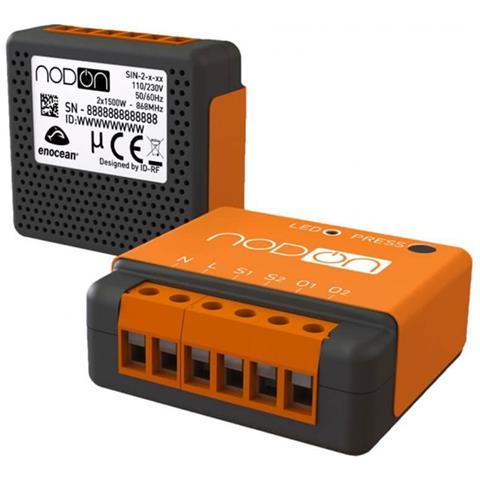 Modulo Da Incasso Enocean Compatibile A 2 Canali Da 1,1kw, Arancione - Foto 2