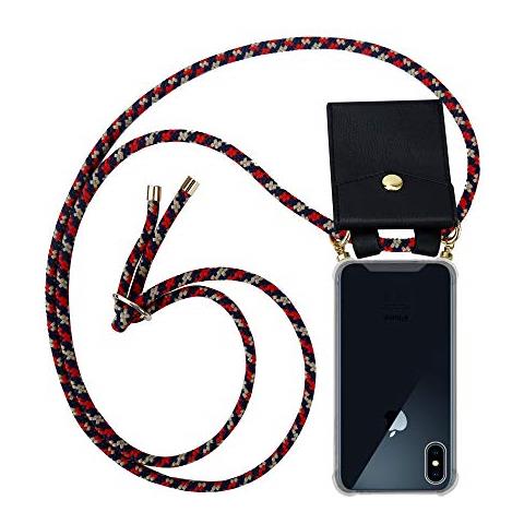 Cadorabo Catena Di Telefoni Cellulari Compatibile Con Apple Iphone X / Xs In Rosso Blu Giallo - Coperchio Protettivo In Silicone Con Anelli D'oro, Cinturino In Corda E Custodia Staccabile - Foto 1