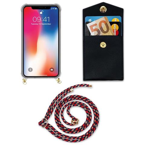 Cadorabo Catena Di Telefoni Cellulari Compatibile Con Apple Iphone X / Xs In Rosso Blu Giallo - Coperchio Protettivo In Silicone Con Anelli D'oro, Cinturino In Corda E Custodia Staccabile - Foto 10