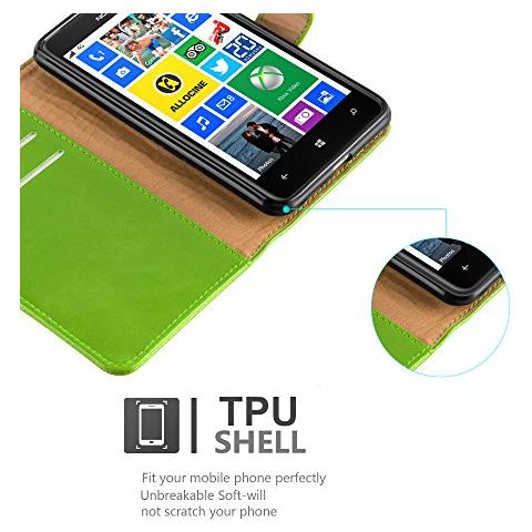 Custodia Compatibile Con Nokia Lumia 625 In Verde Erbe - Coperchio Protettiva Con Chiusura Magnetica, Funzione Stand E Tasca Per Le Carte - Foto 2