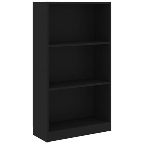 Libreria a 3 Ripiani Nera 60x24x109 cm in Legno Multistrato - Foto 1