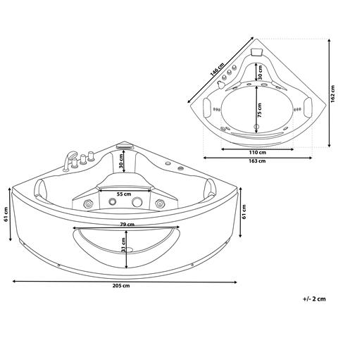 Moderna Vasca Idormassaggio Angolare Bianca 146 Cm Tocoa - Foto 14