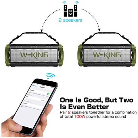 W-king 50w (picco 70w) Altoparlante Bluetooth Portatili - 24 Ore Di Riproduzione - Portatile Speaker Con Bassi Potenti - 8000mah Batteria - Tws Impermeabile Subwoofer Per Casa Festa All'aperto (verde) - Foto 4