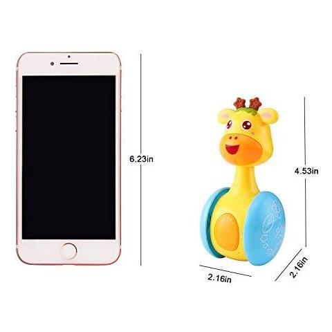 Cartoon Giraffe Tumbler Bambola Roly-poly Giocattoli Del Bambino Sveglio Di Sonagli Anello Della Bell Neonati 3-12 Mese Di Anticipo Giocattolo Educativo Per Il Bambino Ragazzi E Le Ragazze Di Natale Regali Di Compleanno Stocking Fillers Colorato - Foto 2