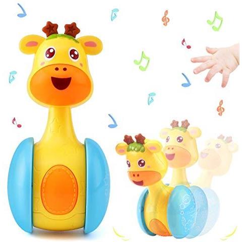 Cartoon Giraffe Tumbler Bambola Roly-poly Giocattoli Del Bambino Sveglio Di Sonagli Anello Della Bell Neonati 3-12 Mese Di Anticipo Giocattolo Educativo Per Il Bambino Ragazzi E Le Ragazze Di Natale Regali Di Compleanno Stocking Fillers Colorato - Foto 1
