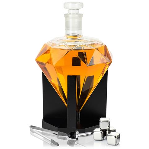 Decanter Per Whisky - Diamante - Set Di Decanter Per Whisky Di Lusso - 0,9 L - Decanter - Set Per Whisky - Incl. 4 Pietre Per Whisky In Acciaio Inossidabile E Beccuccio Per Versare - Foto 2