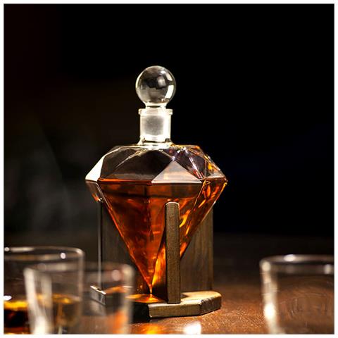 Decanter Per Whisky - Diamante - Set Di Decanter Per Whisky Di Lusso - 0,9 L - Decanter - Set Per Whisky - Incl. 4 Pietre Per Whisky In Acciaio Inossidabile E Beccuccio Per Versare - Foto 5