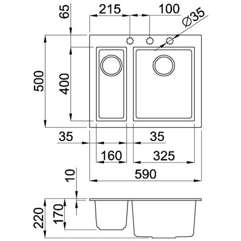 LAV. QUADRA 150 59x50 2V ANTRACITE 59 SOTTO TOP AN - Foto 2