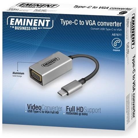 Eminent AB7871 USB tipo-C VGA Alluminio, Nero cavo di interfaccia e adattatore - Foto 1