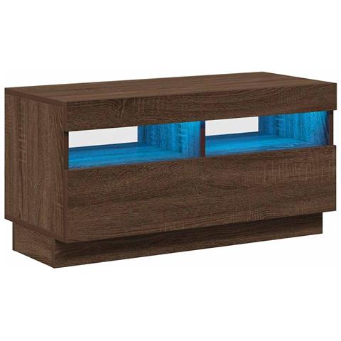 Mobile Porta TV con Luci LED Rovere Marrone 80x35x40 cm - Foto 1