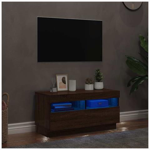 Mobile Porta TV con Luci LED Rovere Marrone 80x35x40 cm - Foto 10