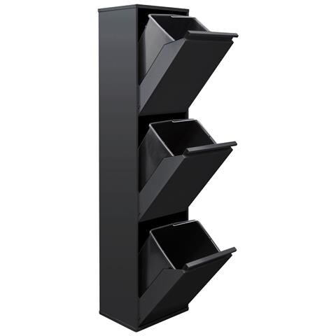 Basic Cr306-b Pattumiera Per Raccolta Differenziata, 3 Secchi, Mobile D'acciaio Per Differenziata, 3 X 17 L (51 L), Nero - Foto 3