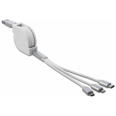 85850 Cavo Usb 0,98 M Usb 2.0 Usb A Usb C /micro-usb B /lightning Argento, Bianco - Foto 1