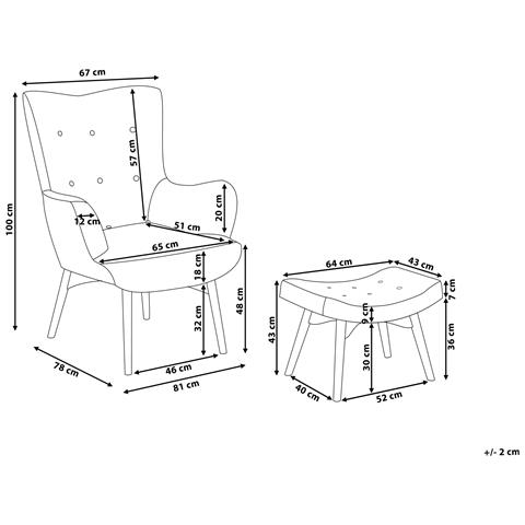 Poltrona Con Poggiapiedi Tessuto Beige Chiaro Vejle - Foto 2