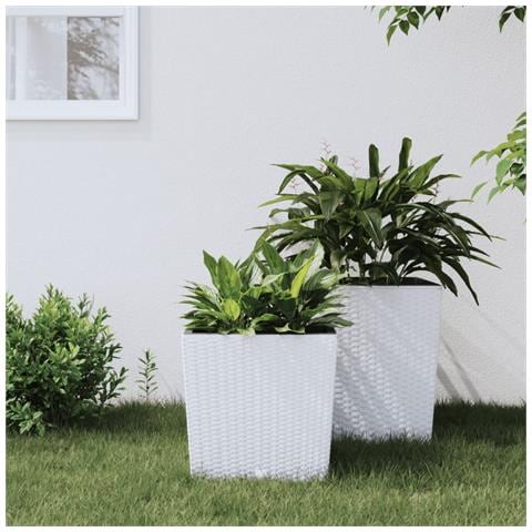 Fioriera Con Interno Rimovibile Bianca 21 / 32 L Pp Rattan - Foto 1