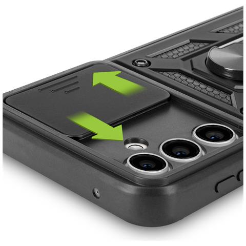 Cover Per Samsung S23 Fe Anello Supporto Coprifotocamera Scorrevole, Nero - Foto 5