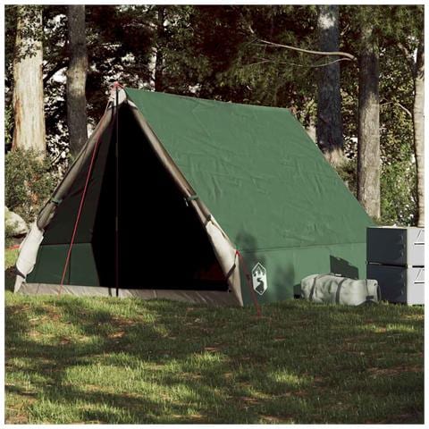 Tenda Da Campeggio Telaio Ad A Per 2 Persone Verde Impermeabile - Foto 9