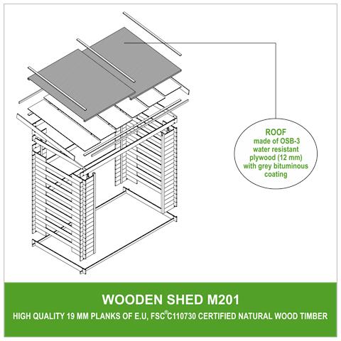 Legnaia Da Esterno In Legno - 86x184xa200 Cm / 2 M3 M201 - Foto 7